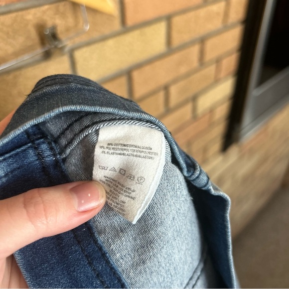 Free People Two Tone Color Block Blue Modern Femme Denim Mini Skirt Size 8 - Picture 9 of 9